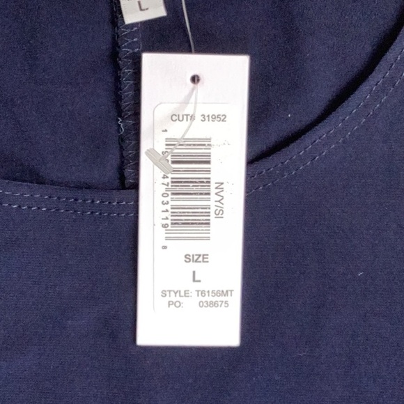 Annalee + Hope NWT Deep Blue Blouse Top Embellished Short Sleeves Holiday Large - Picture 6 of 8